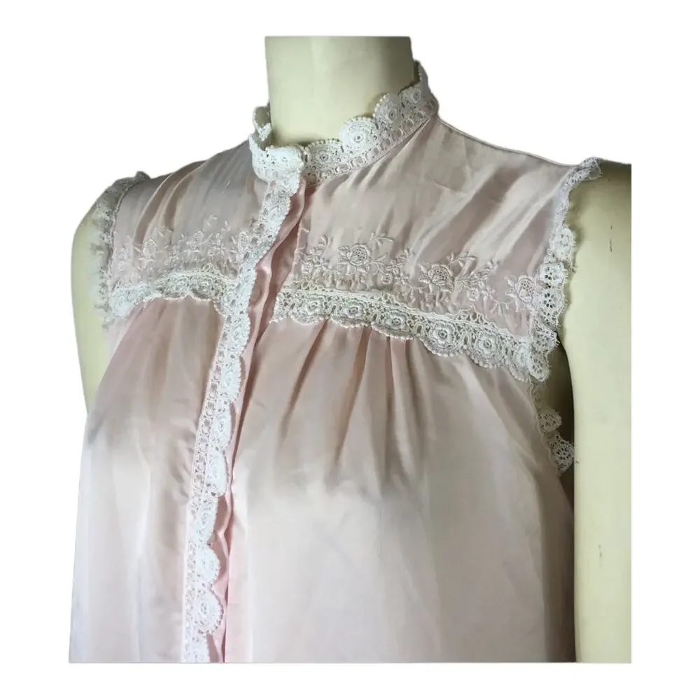Late 1960s Christian Dior Lingerie Pink Lace Nightgown Slip Dress size Small